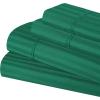 Superior 100% Egyptian Cotton 300 Thread Count Striped Bed Sheet Set, 1 Elastic Deep Pocket Fitted Sheet, 1 Flat Sheet, 2 Pillowcases, Soft Bedding, Sateen Weave, Hunter Green, Queen(Hunter Green)