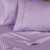 Superior 100% Egyptian Cotton 300 Thread Count Striped Bed Sheet Set, 1 Elastic Deep Pocket Fitted Sheet, 1 Flat Sheet, 2 Pillowcases, Soft Bedding, Sateen Weave, Hunter Green, Queen(Lavender)