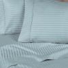 Superior 100% Egyptian Cotton 300 Thread Count Striped Bed Sheet Set, 1 Elastic Deep Pocket Fitted Sheet, 1 Flat Sheet, 2 Pillowcases, Soft Bedding, Sateen Weave, Hunter Green, Queen(Light Blue)