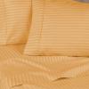 Superior 100% Egyptian Cotton 300 Thread Count Striped Bed Sheet Set, 1 Elastic Deep Pocket Fitted Sheet, 1 Flat Sheet, 2 Pillowcases, Soft Bedding, Sateen Weave, Hunter Green, Queen(Gold)
