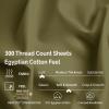 Superior 100% Egyptian Cotton 300 Thread Count Striped Bed Sheet Set, 1 Elastic Deep Pocket Fitted Sheet, 1 Flat Sheet, 2 Pillowcases, Soft Bedding, Sateen Weave, Hunter Green, Queen(Sage)