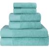 Superior 100% Egyptian Cotton 500 GSM 6 Piece Towel Set, 2 Face, 2 Hand, 2 Towels, Ideal For Bathroom, Kitchen or Beach, Quick Dry, Jacquard and Solid, Mid-Weight, Coral(Cascade)