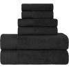 Superior 100% Egyptian Cotton 500 GSM 6 Piece Towel Set, 2 Face, 2 Hand, 2 Towels, Ideal For Bathroom, Kitchen or Beach, Quick Dry, Jacquard and Solid, Mid-Weight, Coral(Black)