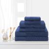 Superior 100% Egyptian Cotton 500 GSM 6 Piece Towel Set, 2 Face, 2 Hand, 2 Towels, Ideal For Bathroom, Kitchen or Beach, Quick Dry, Jacquard and Solid, Mid-Weight, Coral(Royal Blue)