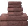 Superior 100% Egyptian Cotton 500 GSM 6 Piece Towel Set, 2 Face, 2 Hand, 2 Towels, Ideal For Bathroom, Kitchen or Beach, Quick Dry, Jacquard and Solid, Mid-Weight, Coral(Chocolate)