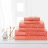 Superior 100% Egyptian Cotton 500 GSM 6 Piece Towel Set, 2 Face, 2 Hand, 2 Towels, Ideal For Bathroom, Kitchen or Beach, Quick Dry, Jacquard and Solid, Mid-Weight, Coral(Coral)