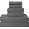 Superior 100% Egyptian Cotton 500 GSM 6 Piece Towel Set, 2 Face, 2 Hand, 2 Towels, Ideal For Bathroom, Kitchen or Beach, Quick Dry, Jacquard and Solid, Mid-Weight, Coral(Grey)