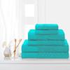 Superior 100% Egyptian Cotton 500 GSM 6 Piece Towel Set, 2 Face, 2 Hand, 2 Towels, Ideal For Bathroom, Kitchen or Beach, Quick Dry, Jacquard and Solid, Mid-Weight, Coral(Turquoise)