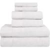 Superior 100% Egyptian Cotton 500 GSM 6 Piece Towel Set, 2 Face, 2 Hand, 2 Towels, Ideal For Bathroom, Kitchen or Beach, Quick Dry, Jacquard and Solid, Mid-Weight, Coral(White)