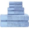 Superior 100% Egyptian Cotton 500 GSM 6 Piece Towel Set, 2 Face, 2 Hand, 2 Towels, Ideal For Bathroom, Kitchen or Beach, Quick Dry, Jacquard and Solid, Mid-Weight, Coral(Pacific Blue)