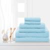 Superior 100% Egyptian Cotton 500 GSM 6 Piece Towel Set, 2 Face, 2 Hand, 2 Towels, Ideal For Bathroom, Kitchen or Beach, Quick Dry, Jacquard and Solid, Mid-Weight, Coral(Sky Blue)