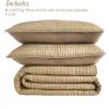 Superior 100% Silk Pick Stitch 3-Piece Quilt Set, 1 Medium Weight All-Season Coverlet, 2 Pillow Shams, Luxury Sets, Handmade Comfy Home Bedding, Cotton Fill, Bella Collection, Queen Size, Light Brown(Light Brown)