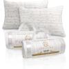 Superior 2 Piece Pillow Set, Breathable, Cooling, Rayon From Bamboo Removable Zipper Cover, Throw Pillow, For Comfortable Sleep, Neck, Side, Back Support, Shredded Memory Foam Filling, 19″ x 36″, King(Queen (2-Pack))