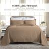 Superior 2 Piece Solitaire Cotton Bedspread Set, Home Bed Decor, Decorative Bed Spread, 1 Pillow Sham, Medium Weight Blanket, Matelasse Coverlet Bedding, Textured Quilted Pattern, Twin, Taupe(Taupe – Z)