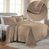 Superior 2 Piece Solitaire Cotton Bedspread Set, Home Bed Decor, Decorative Bed Spread, 1 Pillow Sham, Medium Weight Blanket, Matelasse Coverlet Bedding, Textured Quilted Pattern, Twin, Taupe(Taupe – Z)