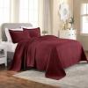 Superior 3 Piece Basketweave Cotton Bedspread Set, Home Bed Decor, Decorative Bed Spread, 2 Pillow Shams, Medium Weight Blanket, Matelasse Coverlet Bedding, Geometric Lattice Pattern, Queen, Garnet