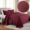 Superior 3 Piece Basketweave Cotton Bedspread Set, Home Bed Decor, Decorative Bed Spread, 2 Pillow Shams, Medium Weight Blanket, Matelasse Coverlet Bedding, Geometric Lattice Pattern, Queen, Garnet