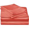Superior 300 Thread Count 3 Piece Cotton Single Ply Deep Pocket Solid Sheet Set, Twin X-Large, Coral(Coral)