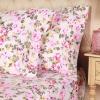 Superior 300 Thread Count 3 Piece Cotton Single Ply Deep Pocket Solid Sheet Set, Twin X-Large, Coral(Floral Cream)