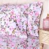 Superior 300 Thread Count 3 Piece Cotton Single Ply Deep Pocket Solid Sheet Set, Twin X-Large, Coral(Floral White)