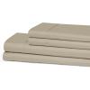 Superior 300 Thread Count Cotton Sheets, Modern Solid, Deep Pocket Bed Sheets, Lightweight, 4 Piece Bed Sheet Set, Includes; One Flat, One Fitted and Two Pillowcases, Queen, Navy Blue(Tan)