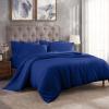 Superior 300 Thread Count Duvet Cover Set, 100% Modal from Beech, Solid, King/California King, White(Navy Blue)