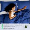 Superior 300 Thread Count Duvet Cover Set, 100% Modal from Beech, Solid, King/California King, White(Navy Blue)