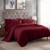 Superior 300-Thread Duvet Cover Set, Premium Long-Staple Cotton, Twin, Black(Burgundy)