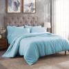 Superior 300-Thread Duvet Cover Set, Premium Long-Staple Cotton, Twin, Black(Light Blue)