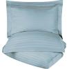 Superior 300-Thread Duvet Cover Set, Premium Long-Staple Cotton, Twin, Black(Light Blue Stripe)