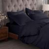 Superior 300-Thread Duvet Cover Set, Premium Long-Staple Cotton, Twin, Black(Navy Blue)
