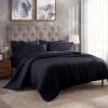 Superior 300-Thread Duvet Cover Set, Premium Long-Staple Cotton, Twin, Black(Navy Blue)