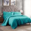 Superior 300-Thread Duvet Cover Set, Premium Long-Staple Cotton, Twin, Black(Teal)