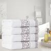 Superior 6-Piece Cotton Towel Set, Decorative Greek Pattern, Home Essentials, Absorbent Towels, Bathroom Decor, Spa, Resort, Includes 2 Hand, 2 Face and 2 Bath Towels, Athens Collection, Grey(Chrome)