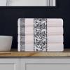 Superior 6-Piece Cotton Towel Set, Decorative Greek Pattern, Home Essentials, Absorbent Towels, Bathroom Decor, Spa, Resort, Includes 2 Hand, 2 Face and 2 Bath Towels, Athens Collection, Grey(Ivory-grey)
