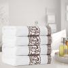 Superior 6-Piece Cotton Towel Set, Decorative Greek Pattern, Home Essentials, Absorbent Towels, Bathroom Decor, Spa, Resort, Includes 2 Hand, 2 Face and 2 Bath Towels, Athens Collection, Grey(Chocolate)
