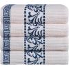 Superior 6-Piece Cotton Towel Set, Decorative Greek Pattern, Home Essentials, Absorbent Towels, Bathroom Decor, Spa, Resort, Includes 2 Hand, 2 Face and 2 Bath Towels, Athens Collection, Grey(Ivory-navy)