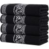 Superior 6-Piece Cotton Towel Set, Decorative Greek Pattern, Home Essentials, Absorbent Towels, Bathroom Decor, Spa, Resort, Includes 2 Hand, 2 Face and 2 Bath Towels, Athens Collection, Grey(Black-white)