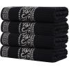 Superior 6-Piece Cotton Towel Set, Decorative Greek Pattern, Home Essentials, Absorbent Towels, Bathroom Decor, Spa, Resort, Includes 2 Hand, 2 Face and 2 Bath Towels, Athens Collection, Grey(Black-chrome)