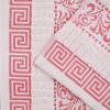 Superior 6-Piece Cotton Towel Set, Decorative Greek Pattern, Home Essentials, Absorbent Towels, Bathroom Decor, Spa, Resort, Includes 2 Hand, 2 Face and 2 Bath Towels, Athens Collection, Grey(Ivory-coral)