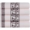 Superior 6-Piece Cotton Towel Set, Decorative Greek Pattern, Home Essentials, Absorbent Towels, Bathroom Decor, Spa, Resort, Includes 2 Hand, 2 Face and 2 Bath Towels, Athens Collection, Grey(Ivory-chocolate)