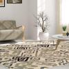Superior 8mm Pile Height with Jute Backing, Gorgeous Ikat Damask Pattern, Fashionable and Affordable Woven Rugs, 8′ x 10′ Rug, Light Blue(Beige)