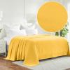 Superior Basketweave Cotton Blanket, Basket Weave Design, Soft, Comfy Cover for Bed, Bedding, Bedroom, Couch Throw, Lounging, Modern Boho Medium Weighted Blankets, Throw Size, Gold(Gold)