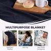Superior Basketweave Cotton Blanket, Basket Weave Design, Soft, Comfy Cover for Bed, Bedding, Bedroom, Couch Throw, Lounging, Modern Boho Medium Weighted Blankets, Throw Size, Gold(Navy Blue)