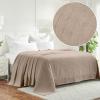 Superior Basketweave Cotton Blanket, Basket Weave Design, Soft, Comfy Cover for Bed, Bedding, Bedroom, Couch Throw, Lounging, Modern Boho Medium Weighted Blankets, Throw Size, Gold(Khaki)