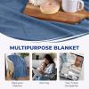 Superior Basketweave Cotton Blanket, Basket Weave Design, Soft, Comfy Cover for Bed, Bedding, Bedroom, Couch Throw, Lounging, Modern Boho Medium Weighted Blankets, Throw Size, Gold(Denim Blue)