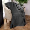 Superior Basketweave Cotton Blanket, Basket Weave Design, Soft, Comfy Cover for Bed, Bedding, Bedroom, Couch Throw, Lounging, Modern Boho Medium Weighted Blankets, Throw Size, Gold(Charcoal)