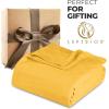 Superior Basketweave Cotton Blanket, Basket Weave Design, Soft, Comfy Cover for Bed, Bedding, Bedroom, Couch Throw, Lounging, Modern Boho Medium Weighted Blankets, Throw Size, Gold(Gold)