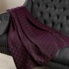 Superior Basketweave Cotton Blanket, Basket Weave Design, Soft, Comfy Cover for Bed, Bedding, Bedroom, Couch Throw, Lounging, Modern Boho Medium Weighted Blankets, Throw Size, Gold(Plum)