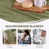 Superior Basketweave Cotton Blanket, Basket Weave Design, Soft, Comfy Cover for Bed, Bedding, Bedroom, Couch Throw, Lounging, Modern Boho Medium Weighted Blankets, Throw Size, Gold(Sage)